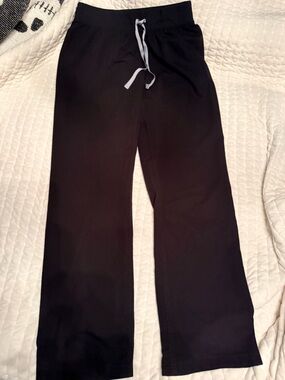 Figs women Black scrub Pants with Gray Drawstring